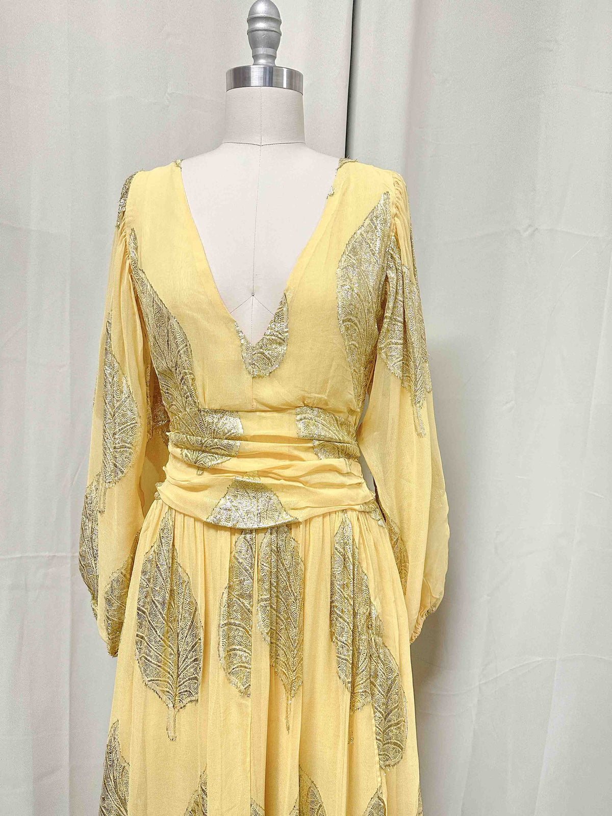Gold Leaf Lapis Maxi Dress